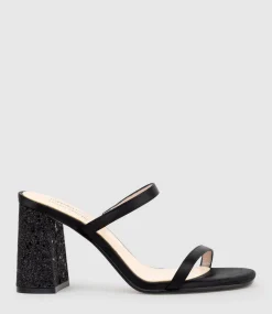 Kaiya85 Two Strap Slide In Black Satin