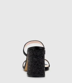 Kaiya85 Two Strap Slide In Black Satin