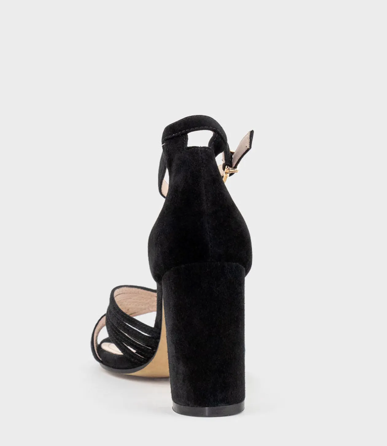 Karina85 Multistrap Block Heel Sandal In Black Suede