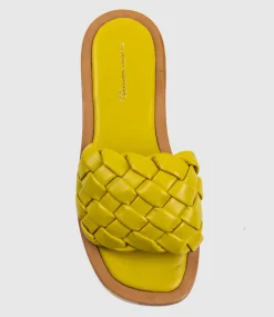 Keira Woven Simple Slide In Lemon
