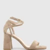 Kelsey85 Ankle Wrap Sandal In Nude Suede