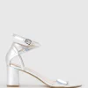 Kenia60 Block Heel Sandal With Hourglass Ankle Wrap In Silver