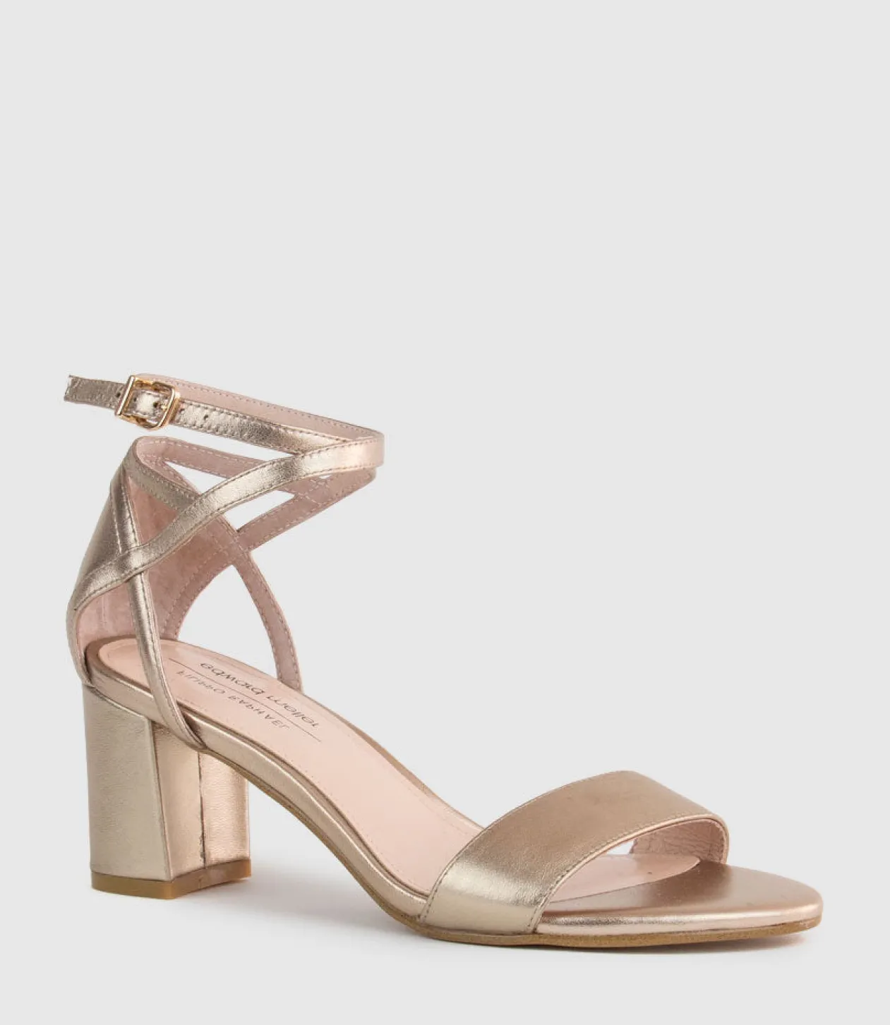 Kenia60 Block Heel Sandal With Hourglass Ankle Wrap In Rosegold