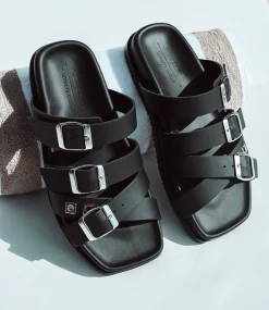 Klover Multi-Strap Buckle Slide In Black