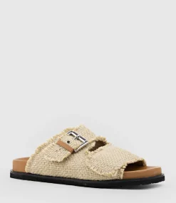 Kobe Woven Slide On Footbed In Tan