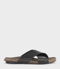 Kumi Crossover Slide On Footbed In Black