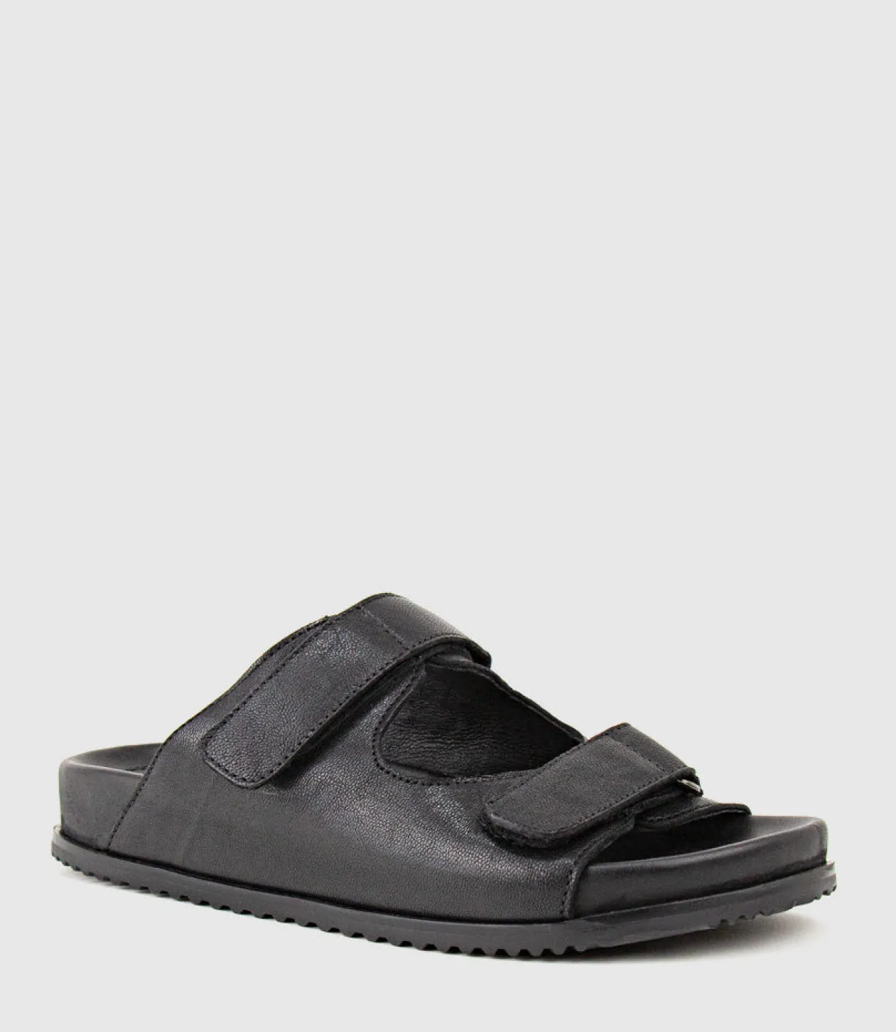 Kylo Two Strap Slide On Footbed In Black