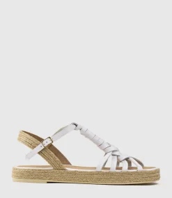 Lyra Wrapped T-Bar Flat Espadrille In White