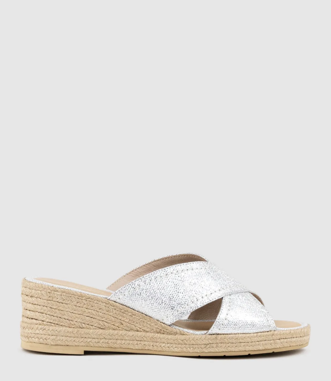 Malina Crossover Slide Espadrille In Silver