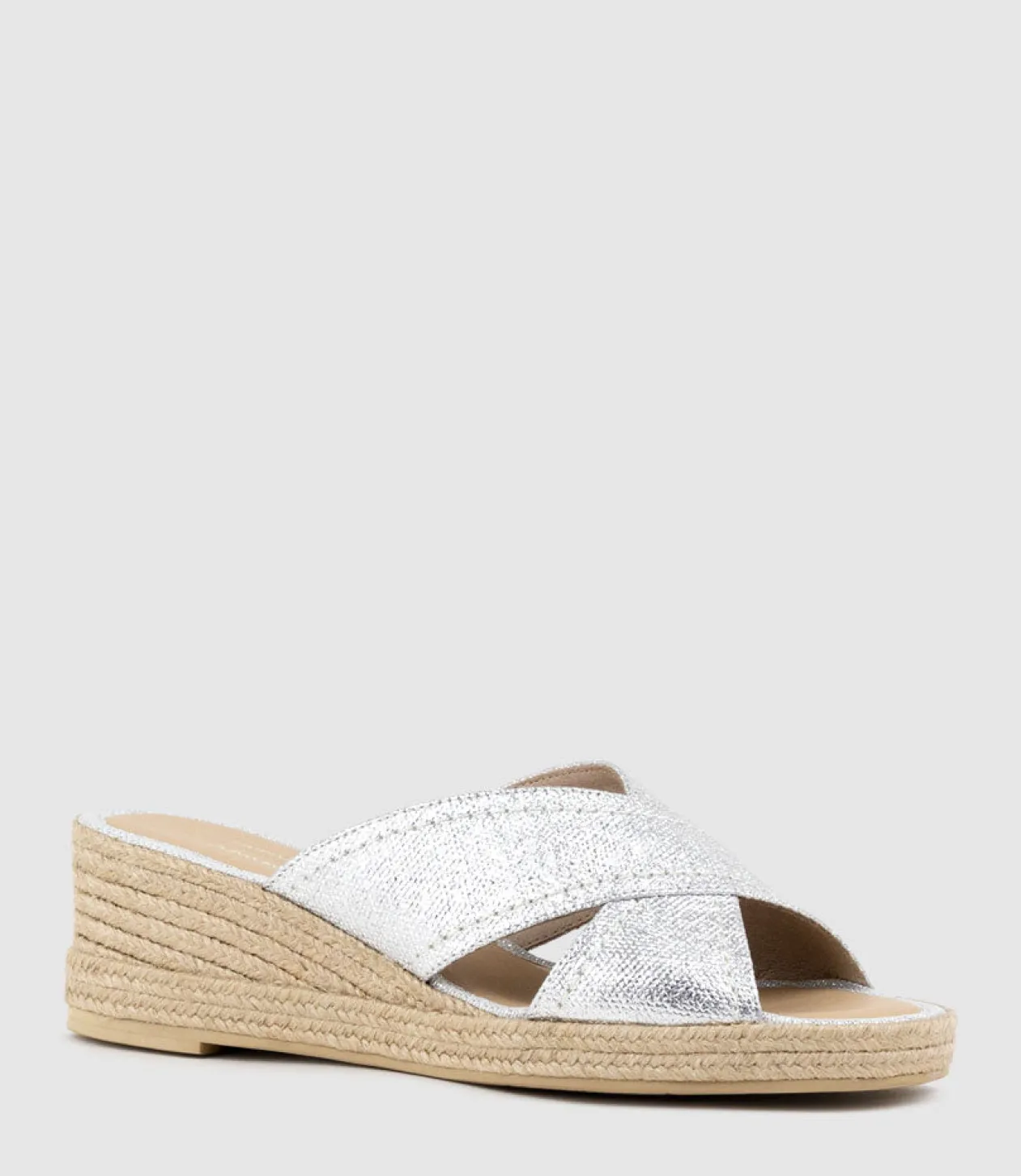 Malina Crossover Slide Espadrille In Silver