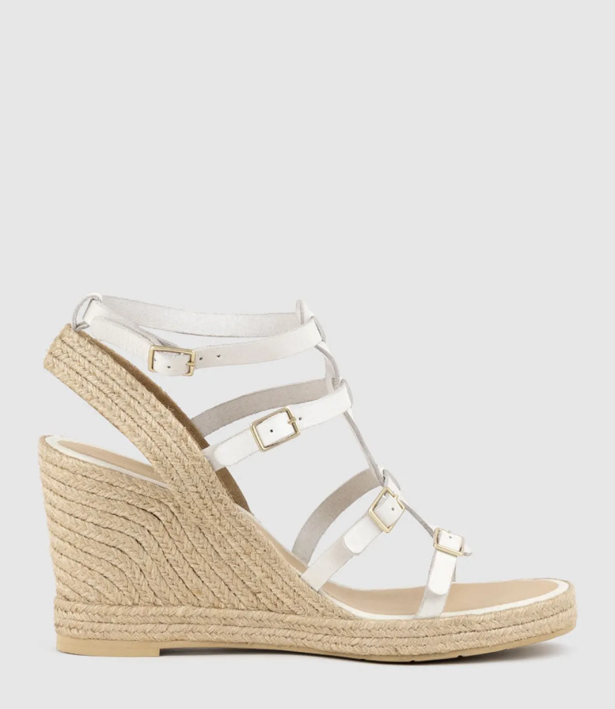 Marcelle Multi Buckle Espadrille In Offwhite