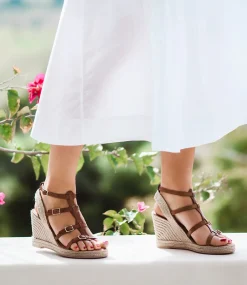 Marcelle Multi Buckle Espadrille In Tan