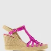 Marina Wrapped T-Bar Espadrille In Fuchsia