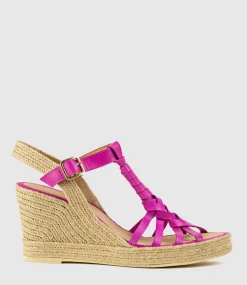Marina Wrapped T-Bar Espadrille In Fuchsia
