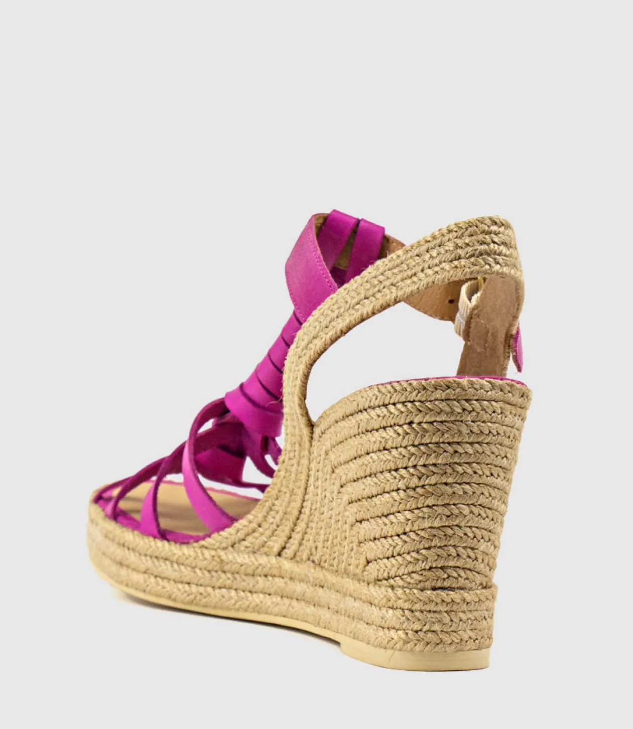 Marina Wrapped T-Bar Espadrille In Fuchsia