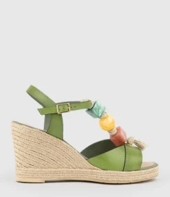 Mille Bauble T Bar High Espadrille In Green