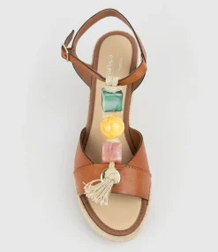 Mille Bauble T Bar High Espadrille In Tan