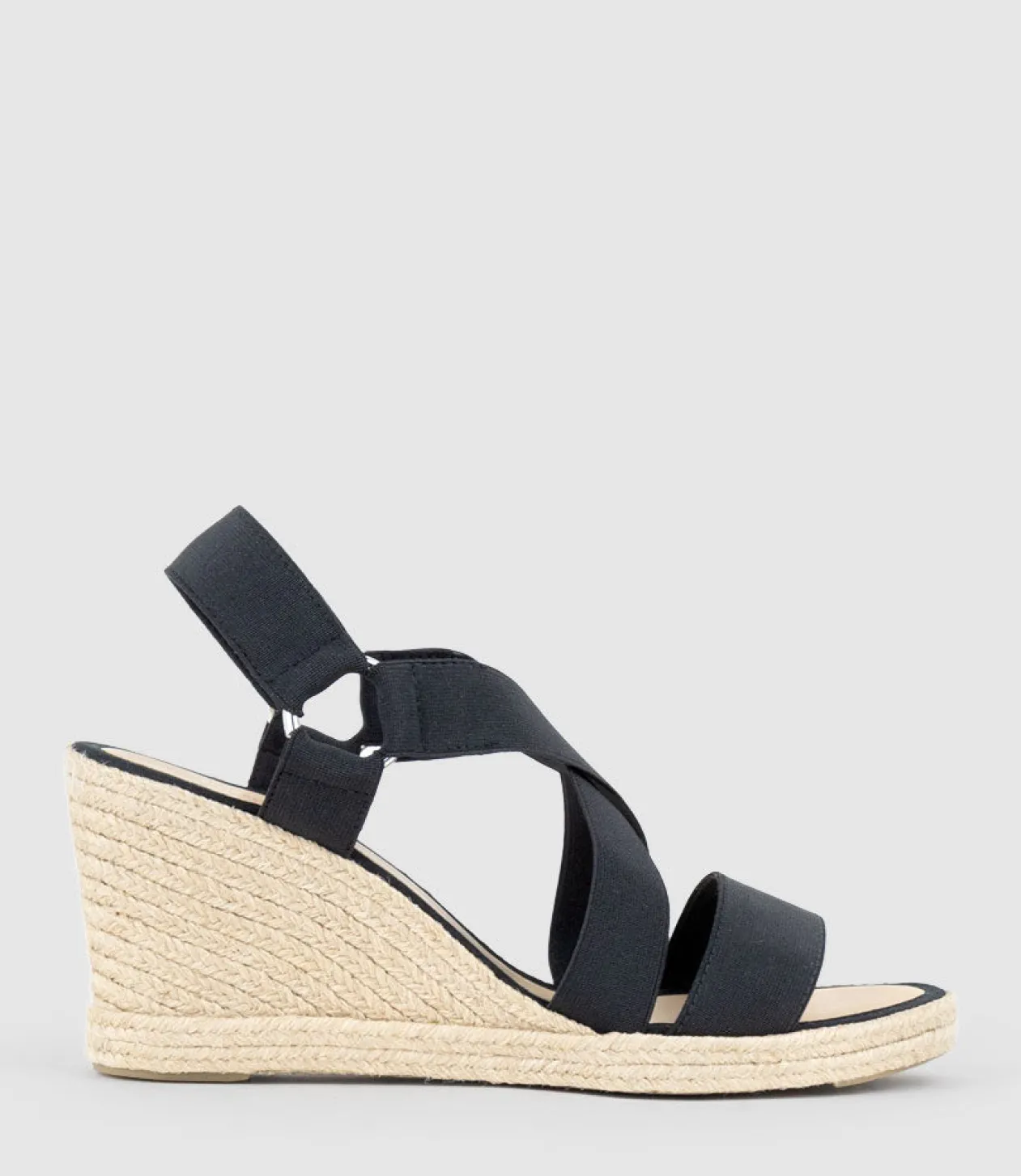 Miria Elastic Crossover Espadrille In Black