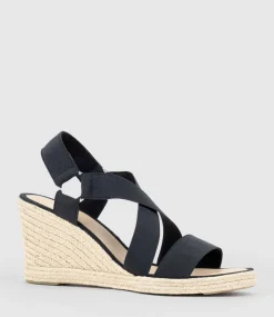 Miria Elastic Crossover Espadrille In Black