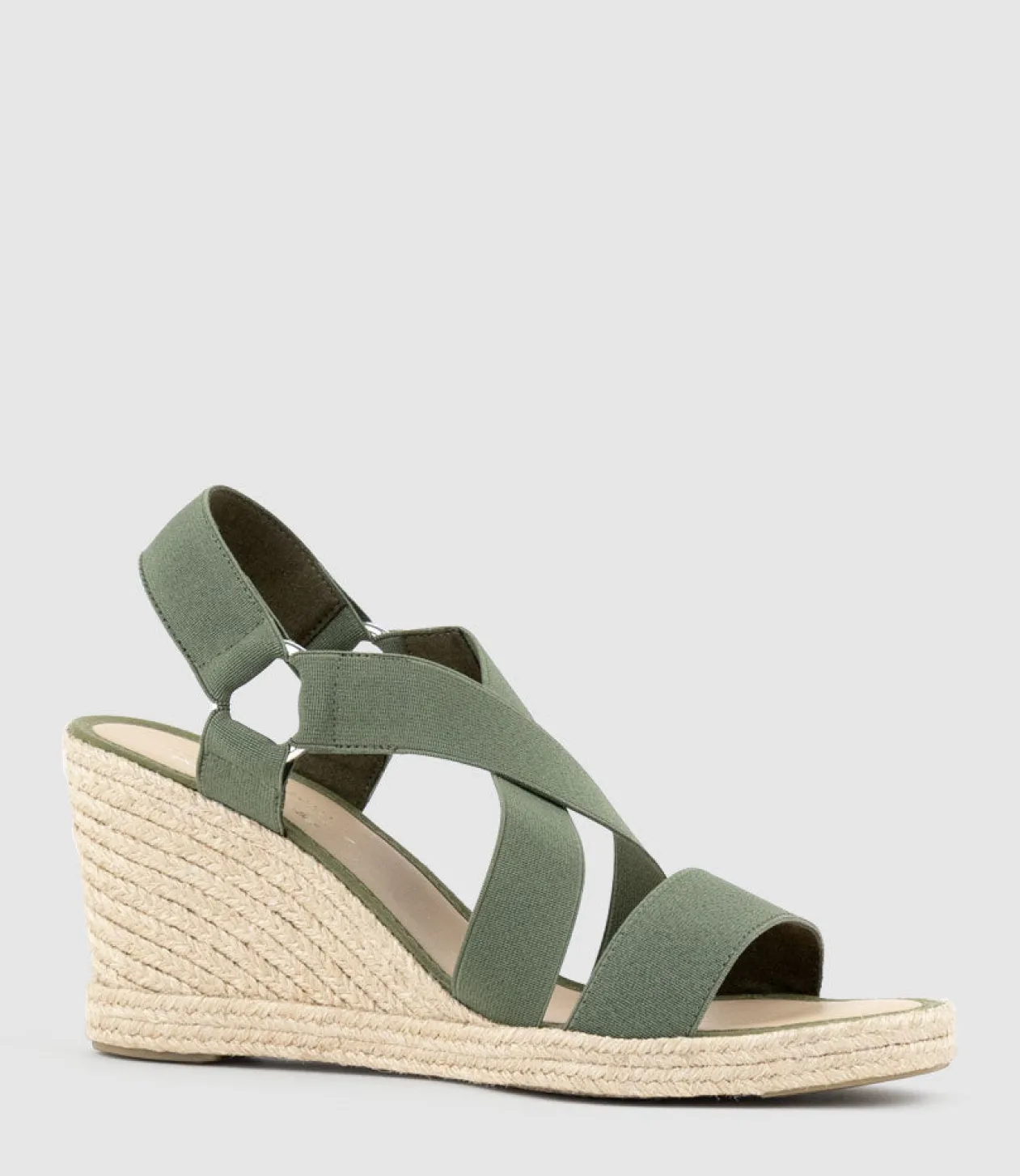 Miria Elastic Crossover Espadrille In Khaki