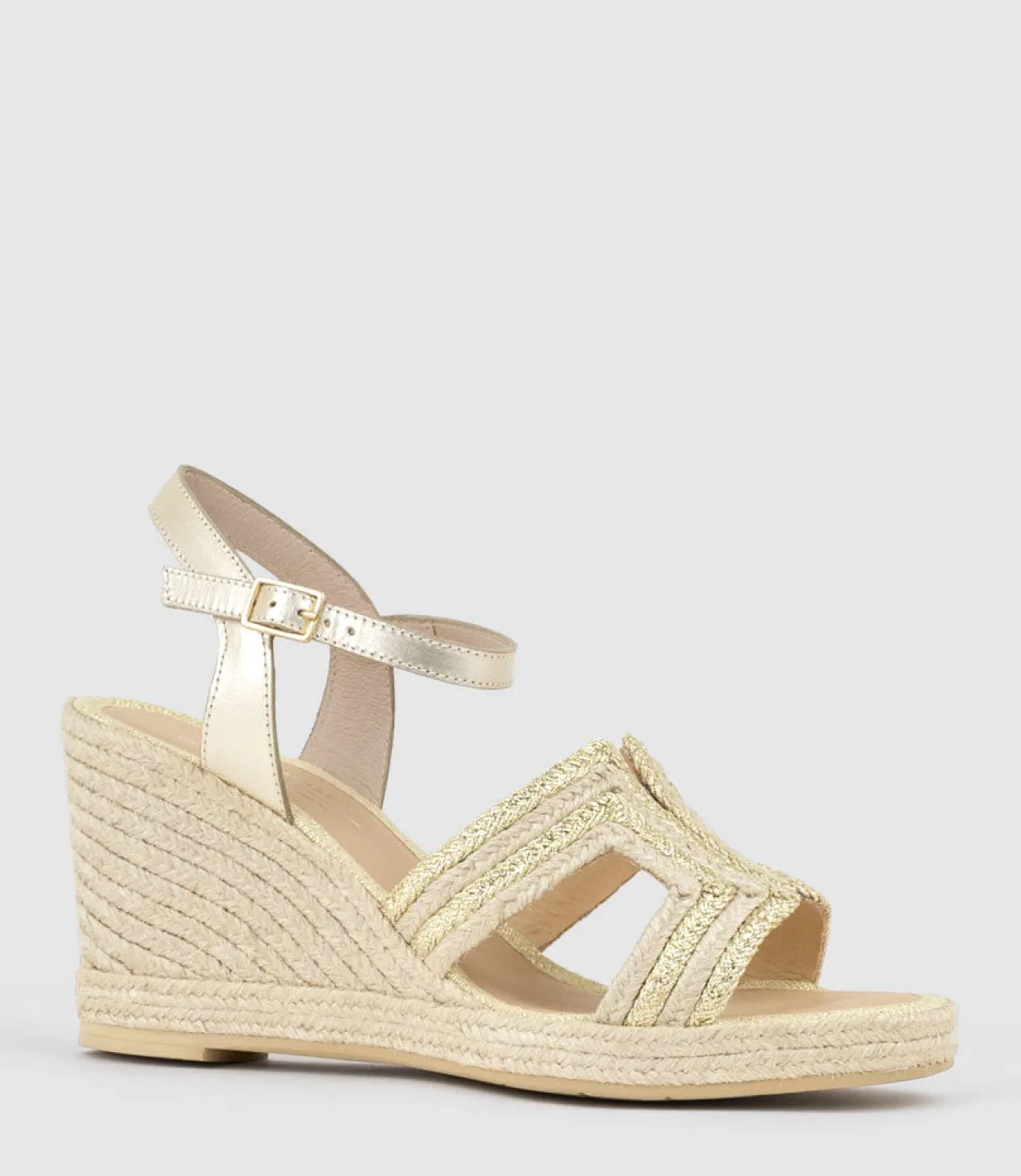Motif Geometric Weave High Espadrille In Gold