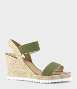 Mya Two Strap Elastic Espadrille In Khaki