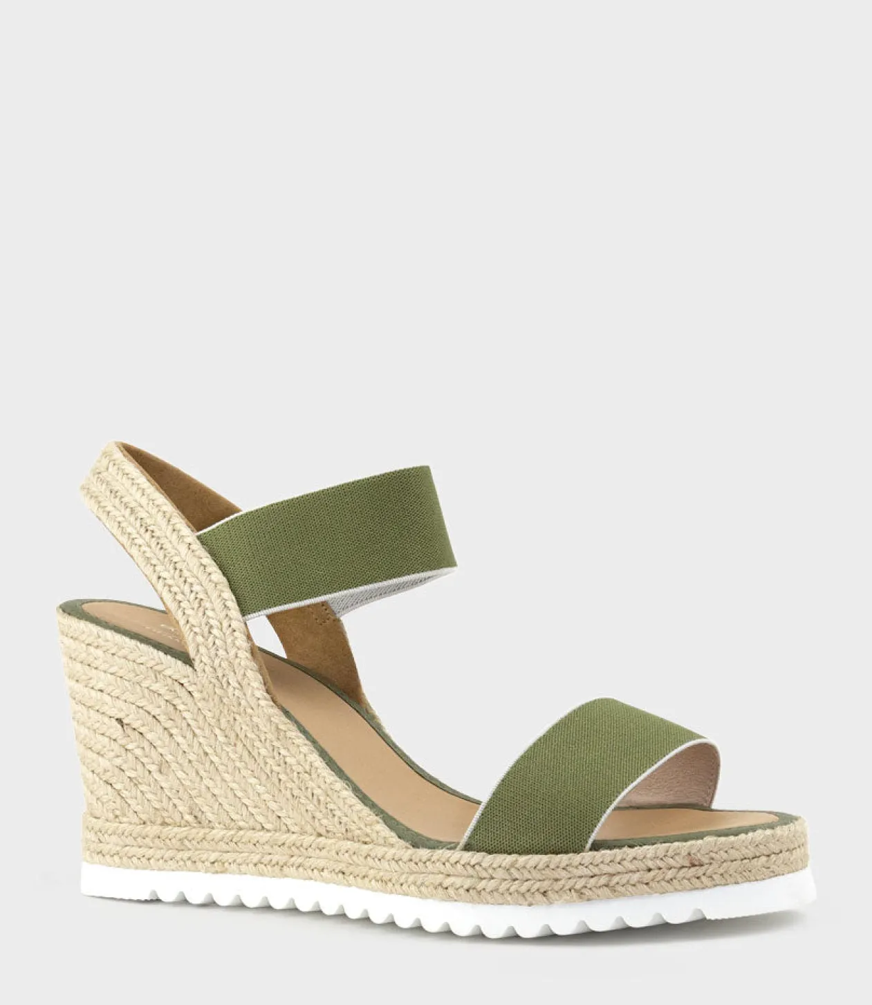 Mya Two Strap Elastic Espadrille In Khaki