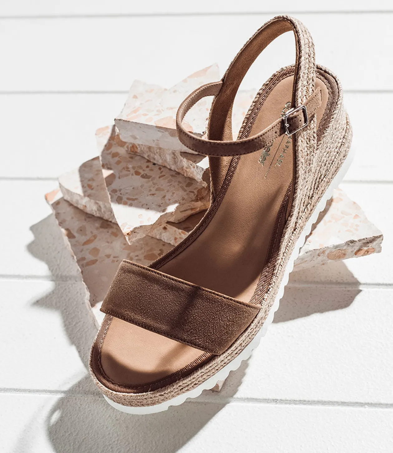 Mylo Single Strap Espadrille In Tan Suede