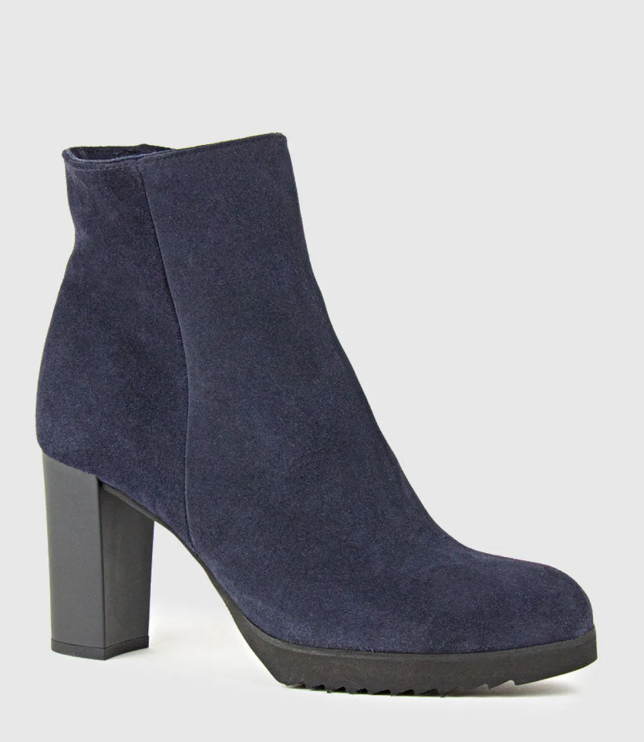 Myranda Rubber Heel Ankle Boot In Navy Suede