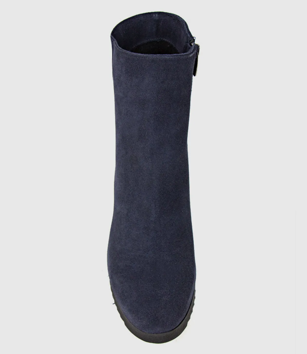Myranda Rubber Heel Ankle Boot In Navy Suede