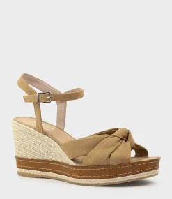 Mystra Knot Front Espadrille In Tan Suede