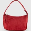 Narina Large Soft Bag In Ruby Suede