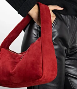 Narina Large Soft Bag In Ruby Suede