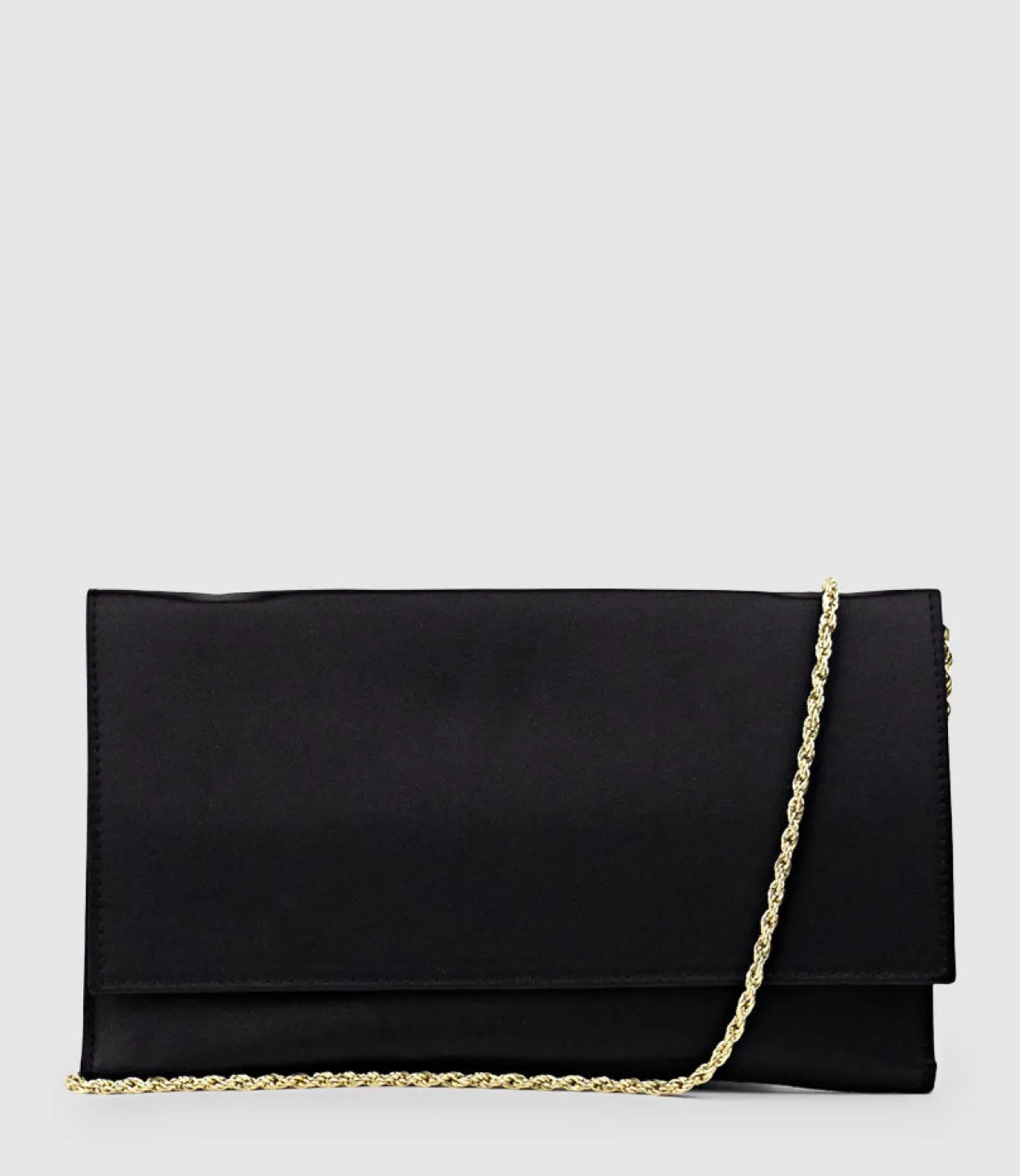 Neve Envelope Clutch In Black Satin
