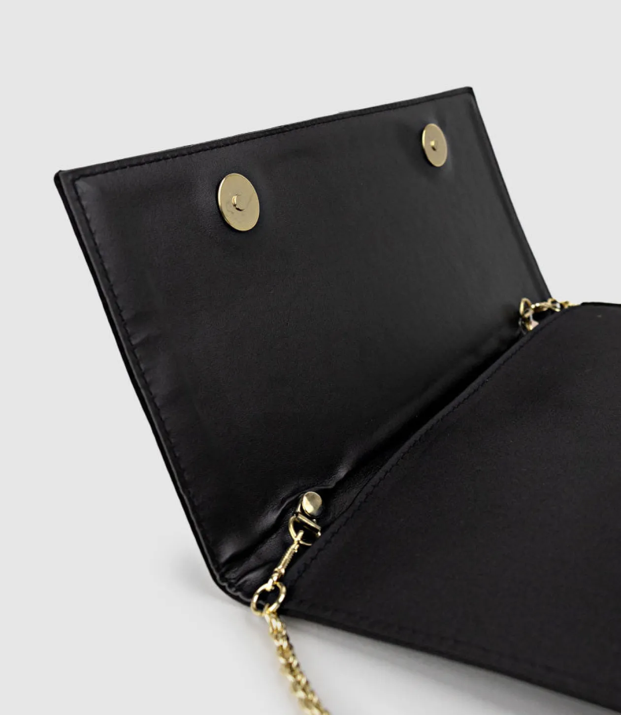 Neve Envelope Clutch In Black Satin