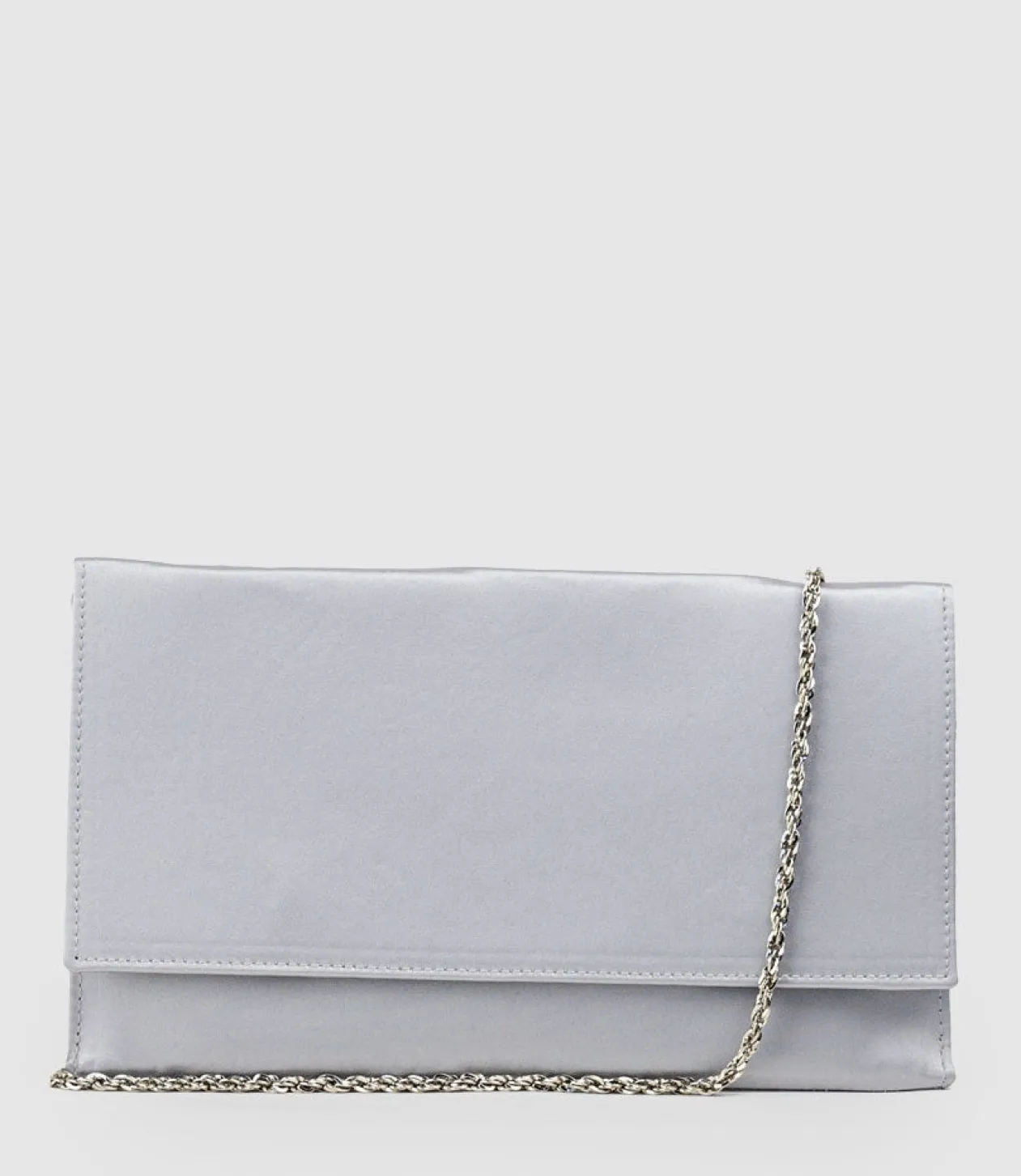 Neve Envelope Clutch In Silver Satin