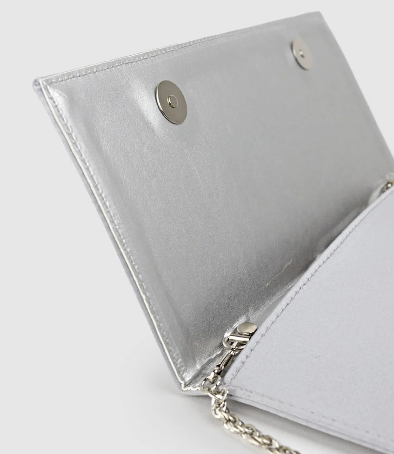 Neve Envelope Clutch In Silver Satin