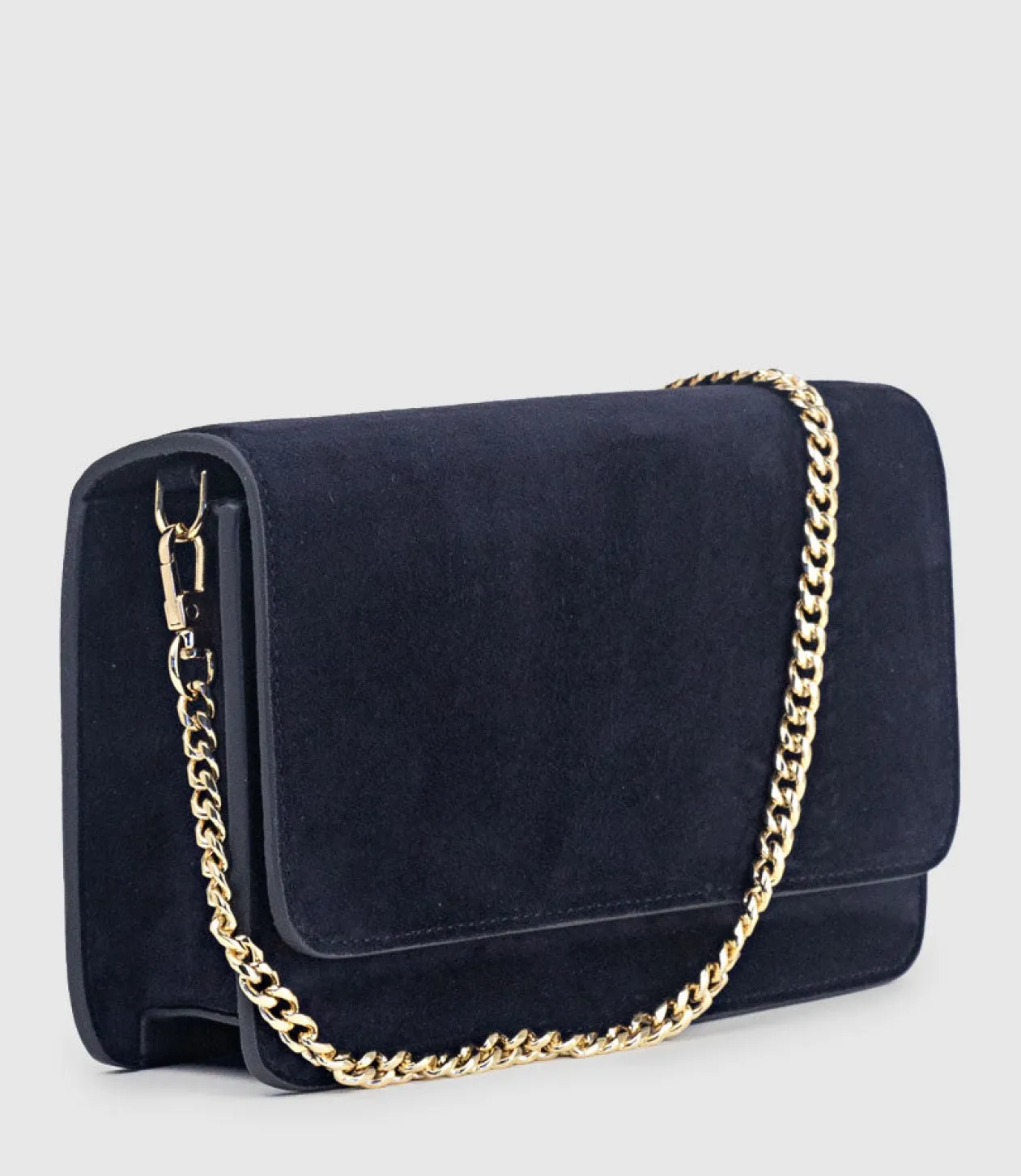 Nya Structured Crossbody Bag In Navy Suede