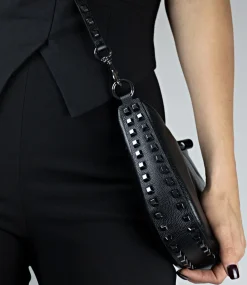 Nylastud Studded Crossbody Bag In Black