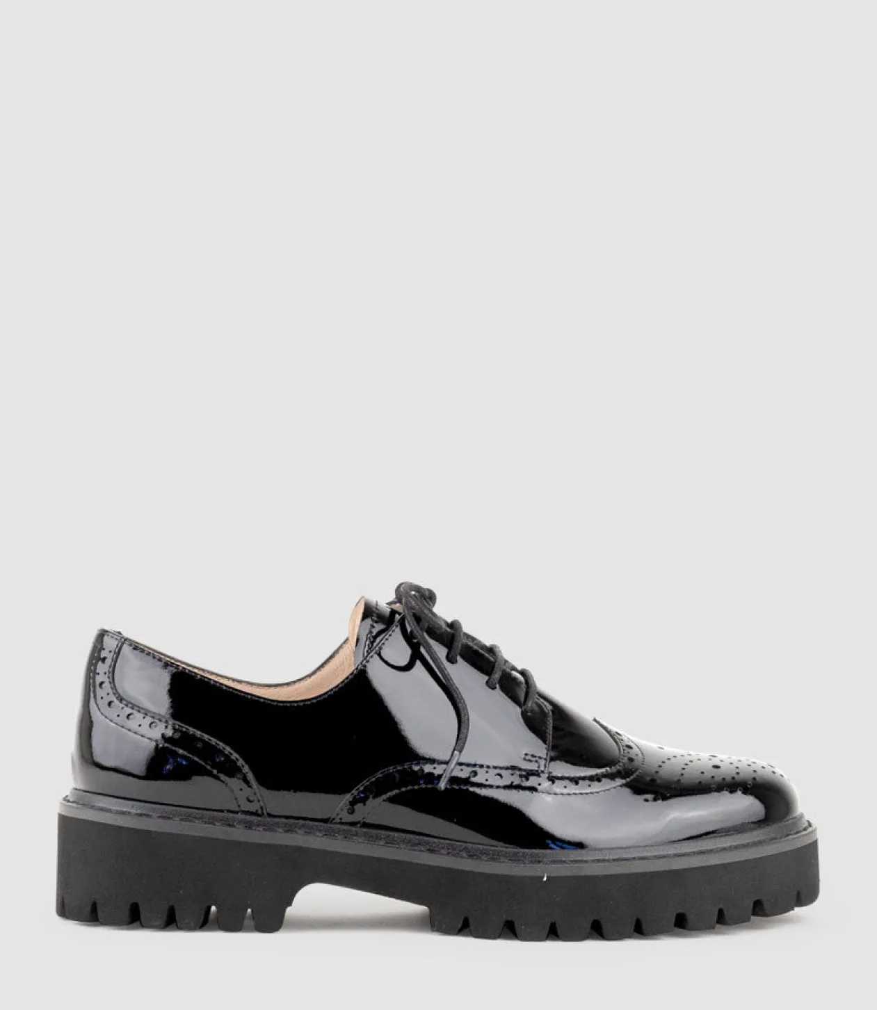 Paige Lace Up On Chunky Sole In Black Patent