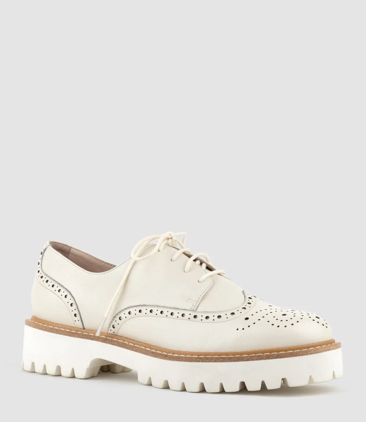 Paige Lace Up On Chunky Sole In Cream