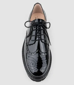 Paige Lace Up On Chunky Sole In Black Patent