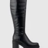 Primrose Knee Boot On Rubber Heel In Black