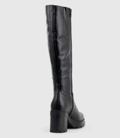 Primrose Knee Boot On Rubber Heel In Black