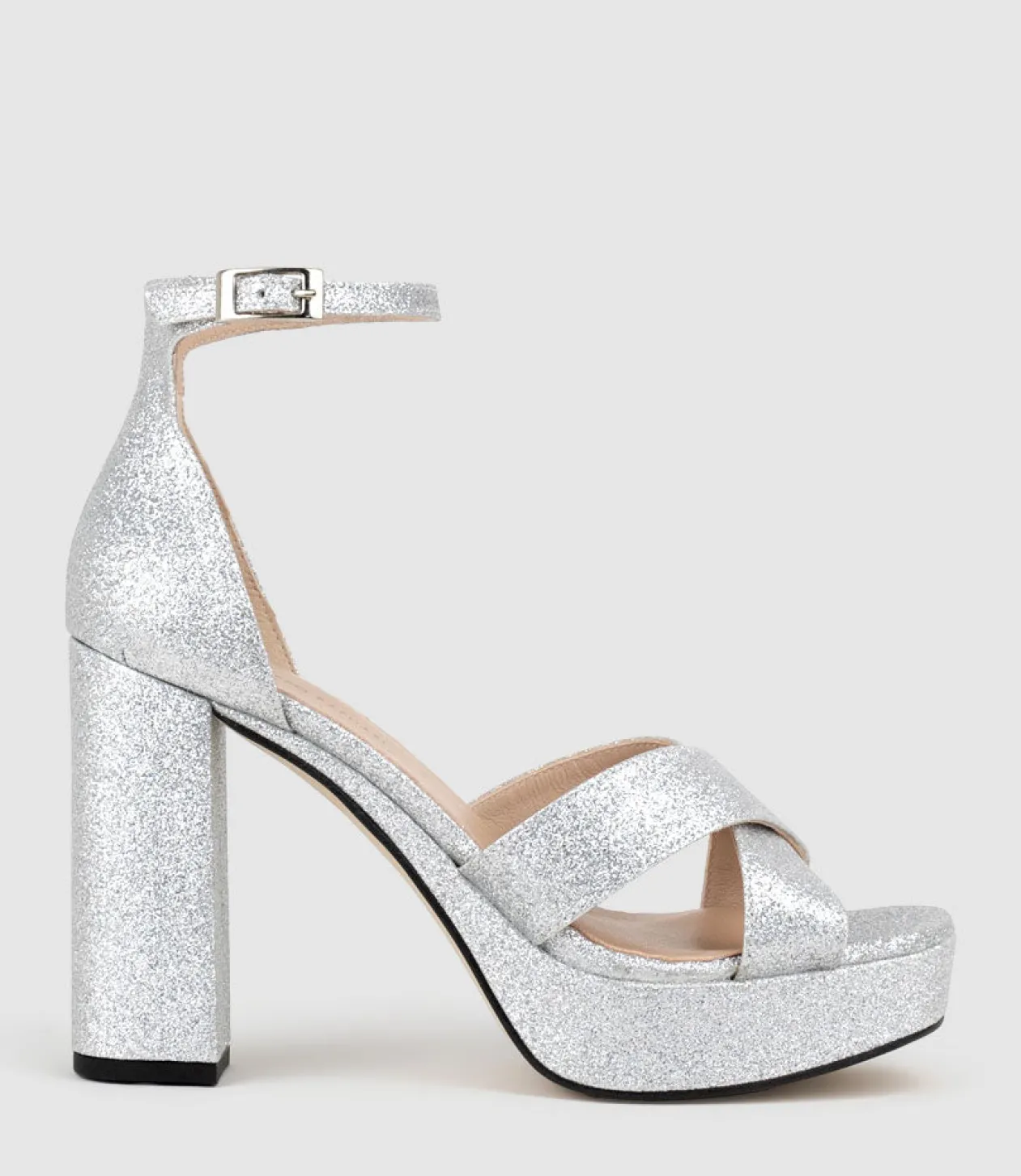 Raine100 Crossover Platform Sandal In Silver