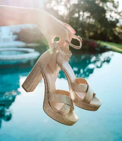 Raine100 Crossover Platform Sandal In Gold