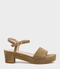 Ralin50 Two Strap Sandal On Self Covered Unit In Camel Suede