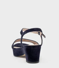 Ralin50 Two Strap Sandal On Self Covered Unit In Navy Suede