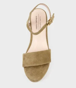 Ralin50 Two Strap Sandal On Self Covered Unit In Camel Suede