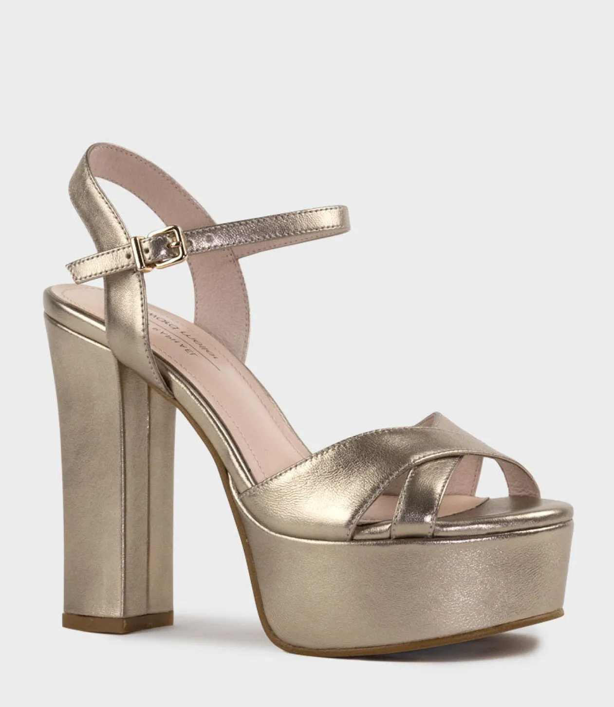 Ramona125 Inverted Crossover Platform Sandal In Rosegold
